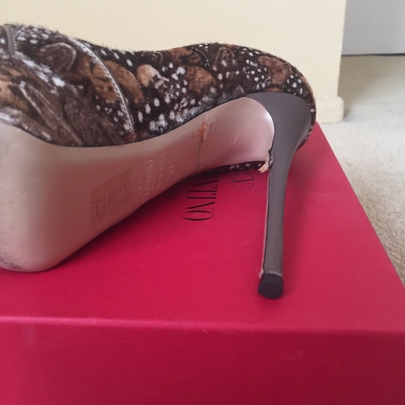 Valentino Round Toe Platform Printed Brown Pump Shoe With Stud Rockstud 38 - Picture 7 of 12